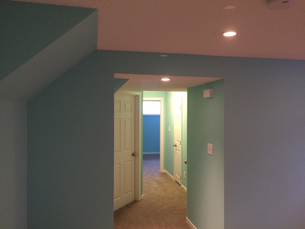 Inspiration for a modern basement remodel in Calgary