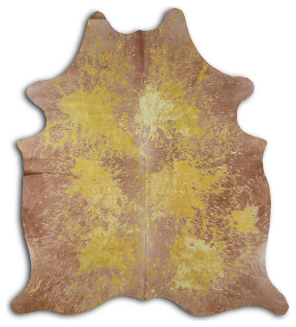 ACID WASHED HAIR ON Cowhide Rug DE DISTRESSED YELLOW Southwestern