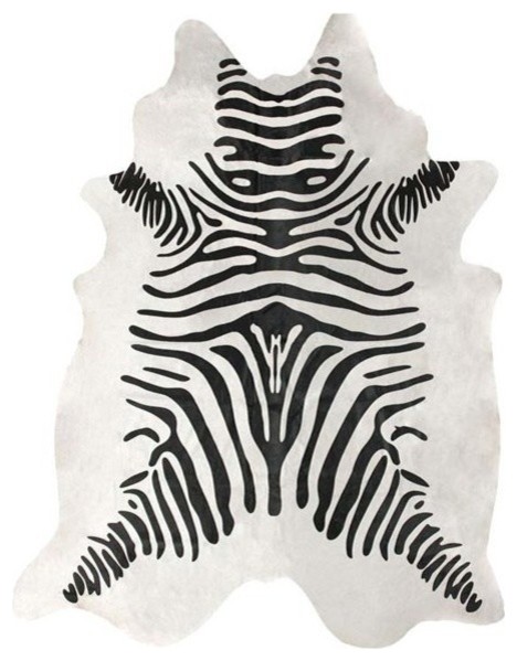 Nuloom 5'x7' Hand Made Striped Cowhide Rug, White