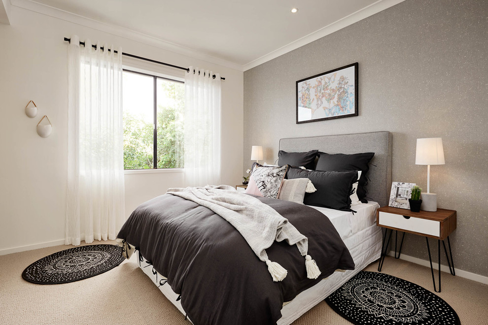 Contemporary bedroom in Melbourne.