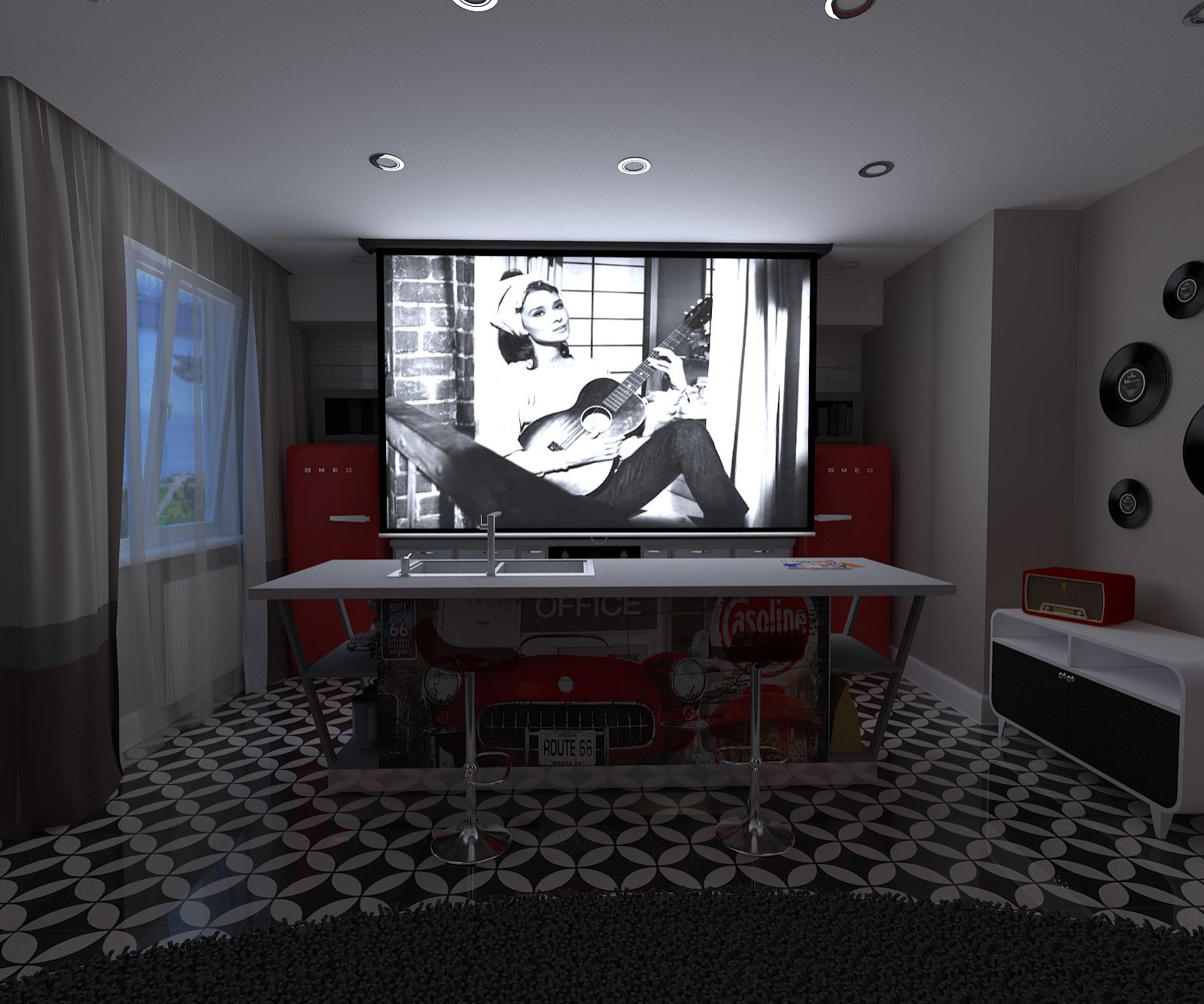 Смотрим кино на кухне:)