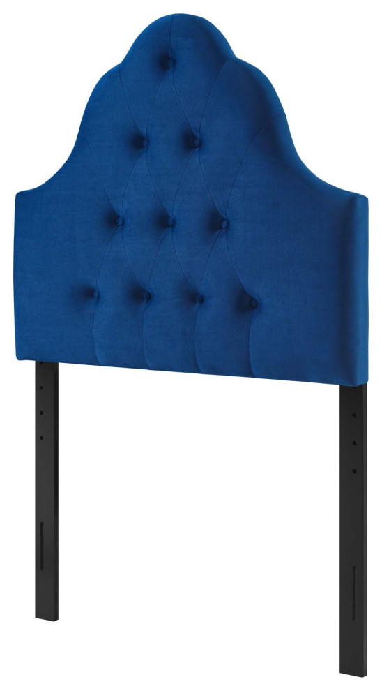 Contemporary Modern Twin Size Tufted Headboard, Velvet Fabric, Grey Gray Transitional