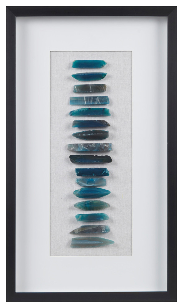 Martha Stewart Cerulean Stones Framed Blue Agate Shadowbox Wall Decor Panel