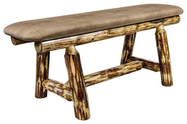 Montana Woodworks Glacier Country Transitional Wood Plank Style Bench in Brown