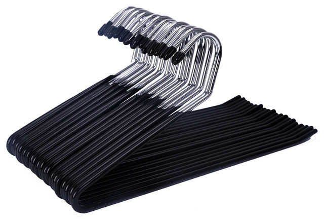 J.S. Hanger Open Ended Anti-Rust Pant Hangers With Black Rubber, Set of 20