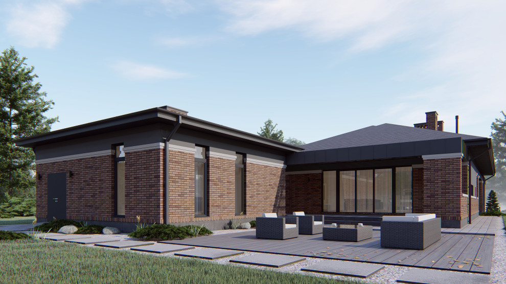 Проект одноэтажного дома с отдельным домом для подростка