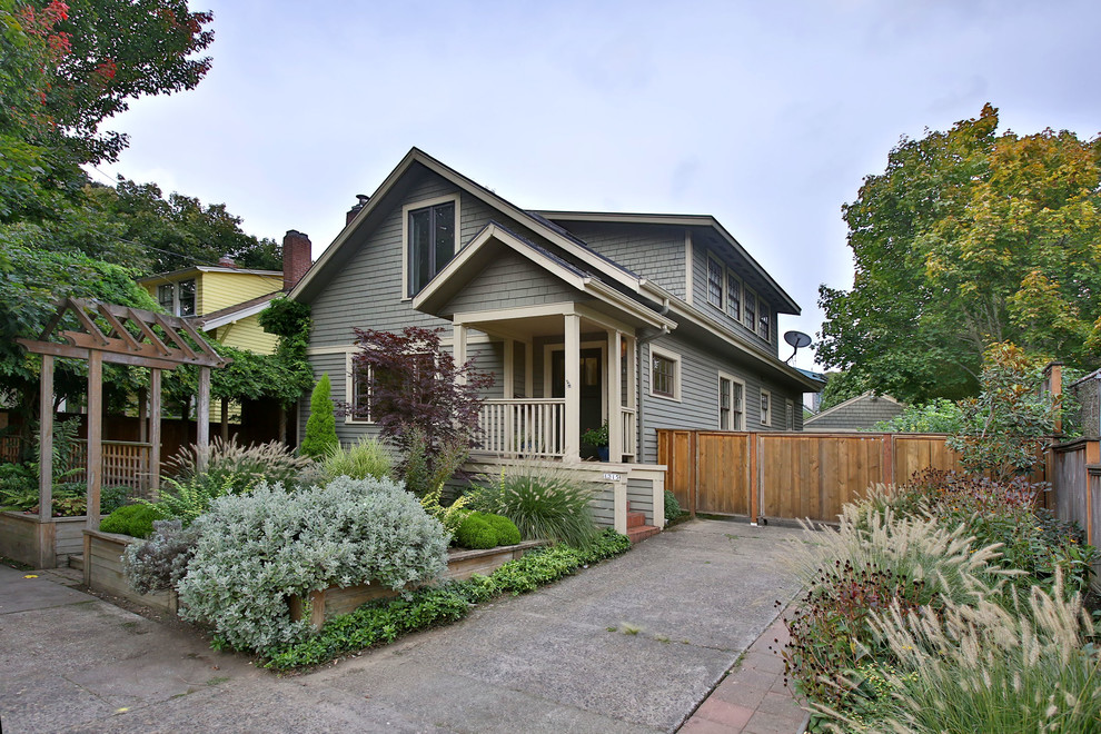 Inspiration for a craftsman wood exterior home remodel in Portland