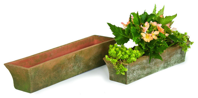Mimi Aged Rectangular Planter Traditional Indoor Pots And Mimi Aged Rectangular Planter