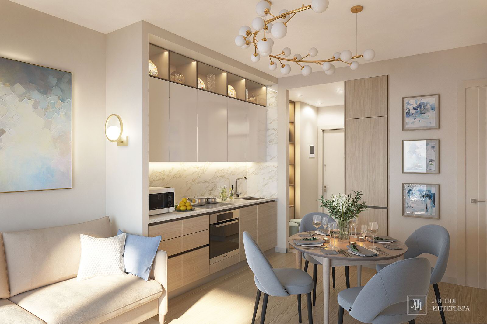 Современный интерьер однокомнатной квартиры