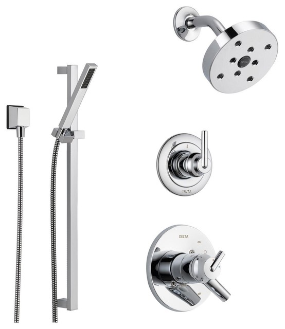 Delta Trinsic Collection Chrome Finish Custom Shower System Ss175981 Delta Trinsic Collection Chrome Finish Custom Shower System Ss175981 Transitional Showerheads And Sprays By Faucetlist Inc