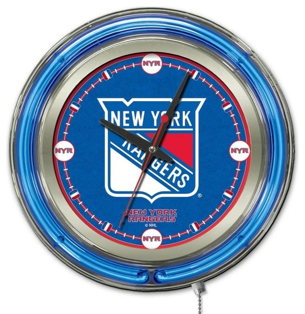 New York Rangers Neon Clock Contemporary Wall Clocks by Holland