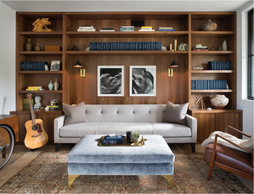 Стильный дизайн: домашняя библиотека в стиле модернизм - последний тренд