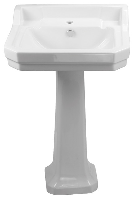 Whitehaus B112M-P Pedestal Sink w/ Integrated Rectangular Bowl and Overflow