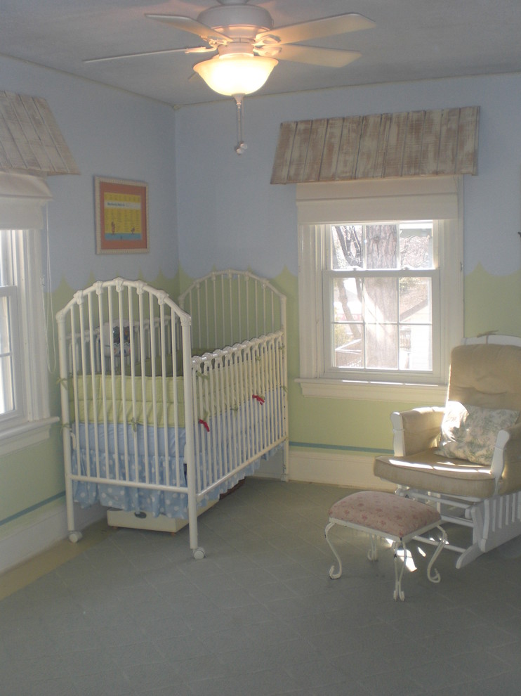 Traditional gender-neutral nursery in Philadelphia.