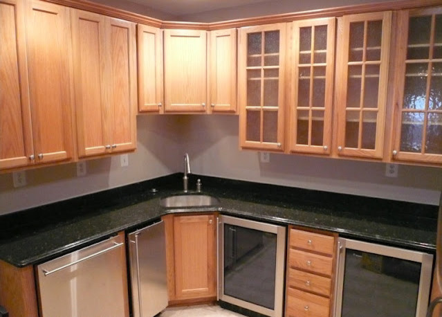 Kitchen - transitional kitchen idea in DC Metro with beaded inset cabinets, light wood cabinets and an island