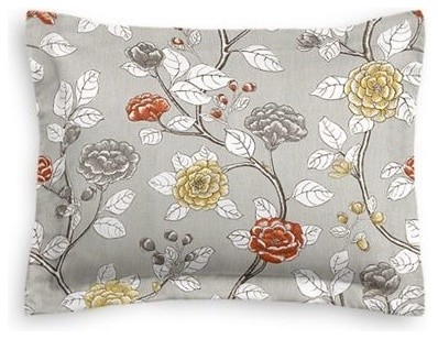 Gray Modern Floral Sham Pillow Cover