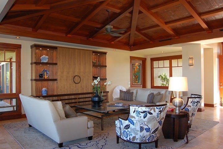 Design ideas for a tropical living room in Hawaii.