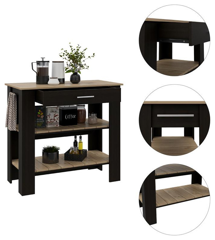 TUHOME Cala Kitchen Island 40 Engineered Wood Kitchen Islands in Multi