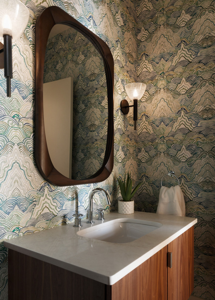 A Wayland Mid-century refuge - Midcentury - Powder Room - Boston - by ...