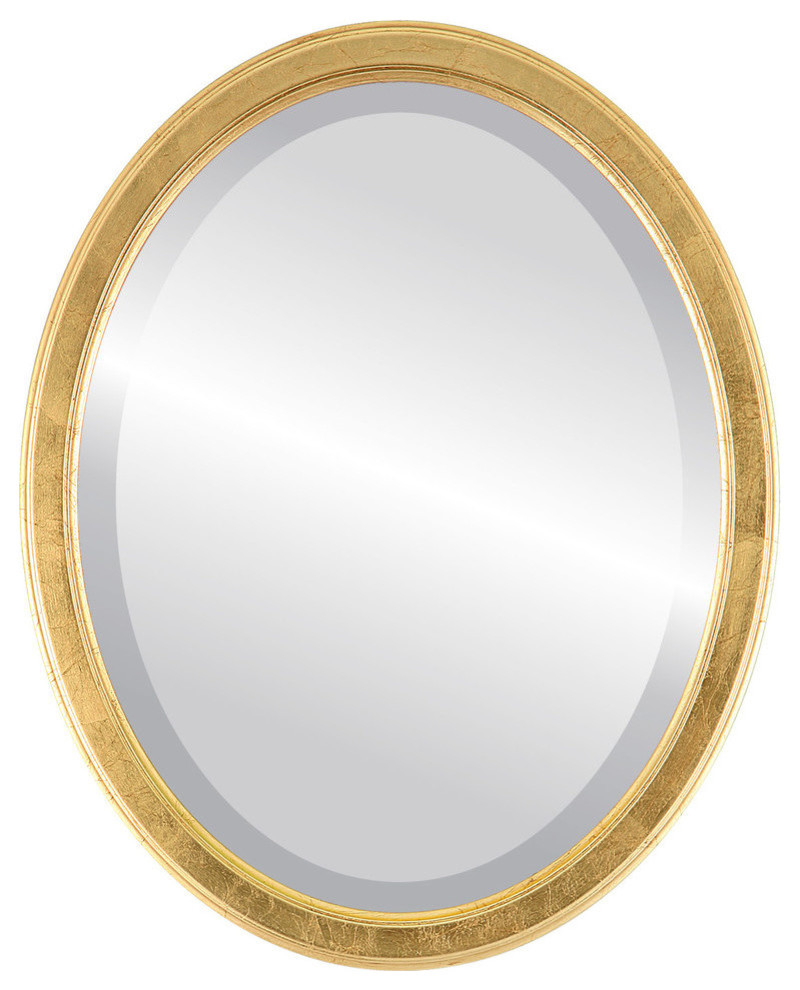 Toronto Framed Oval Mirror in Gold Leaf, 19"x25"