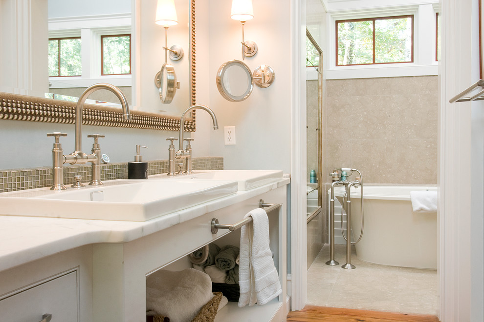 Photo of a traditional bathroom in Atlanta with a freestanding tub.