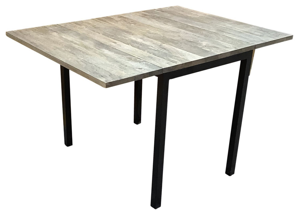 Mason 24 to 48" Drop Leaf Mango Wood Dining Table Industrial Dining