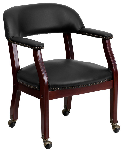 Flash Furniture Luxurious Conference Guest Chair in Black with Casters