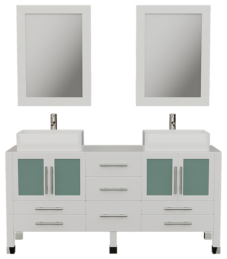 71 White Double Vessel Sink Bathroom Vanity Set Zachary Contemporary Bathroom Vanities And Sink Consoles By The Tub Connection