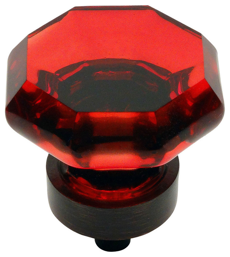 5268ORBRED Oil Rubbed Bronze and Red Glass Knob Transitional
