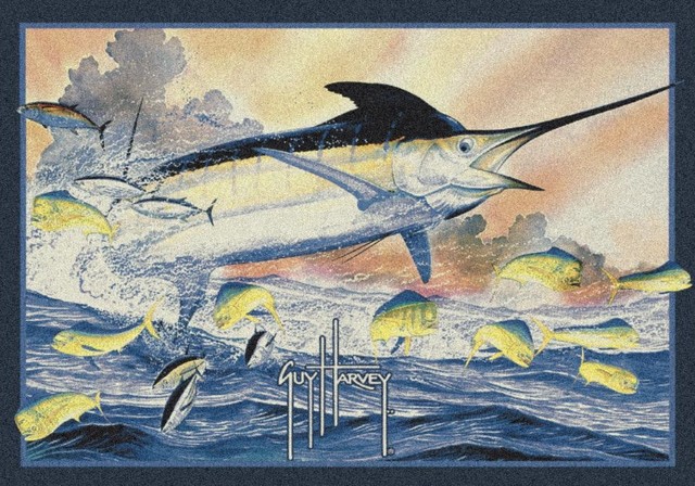 Milliken Guy Harvey Marlin 00603 Blue Area Rug Contemporary Milliken Guy Harvey Marlin 00603 Rug Blue 2 8 X3 10