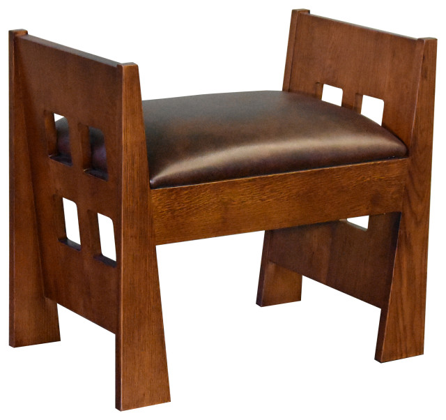 Mission Style Oak and Leather Foot Stool, Model A31 ...