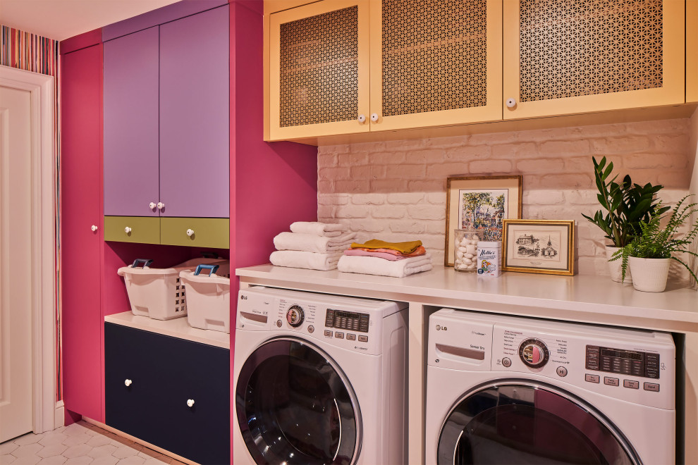 Laundry room - eclectic laundry room idea in Austin