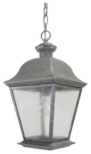 Vintage Pewter And Seedy Glass Solid Brass Hanging Exterior Seedy Glass Solid Brass Hanging