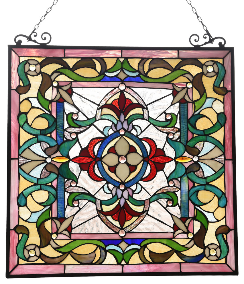 CHLOE Lighting Aylee Tiffany Victorian Design Window Panel 24"x25