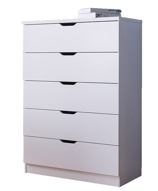 5 Drawers Chest Dresser, 5 Drawers, White Contemporary Dressers