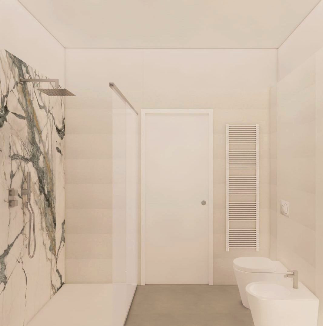 VIA SAVONA | Render bagno con ampia doccia