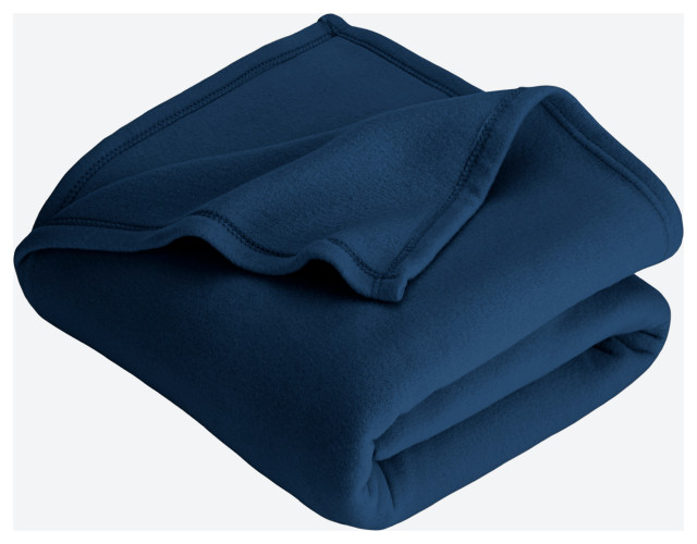 Bare Home Polar Fleece Lightweight Blanket, Dark Blue, Throw
