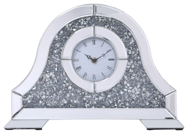 Sparkle 15 7 Contemporary Silver Crystal Table Clock