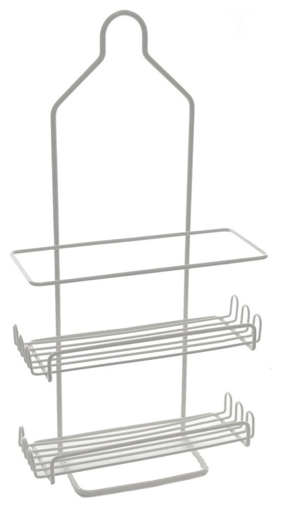 Two Tier Deluxe Shower Caddy Rack Organizer With Shelves White Shower