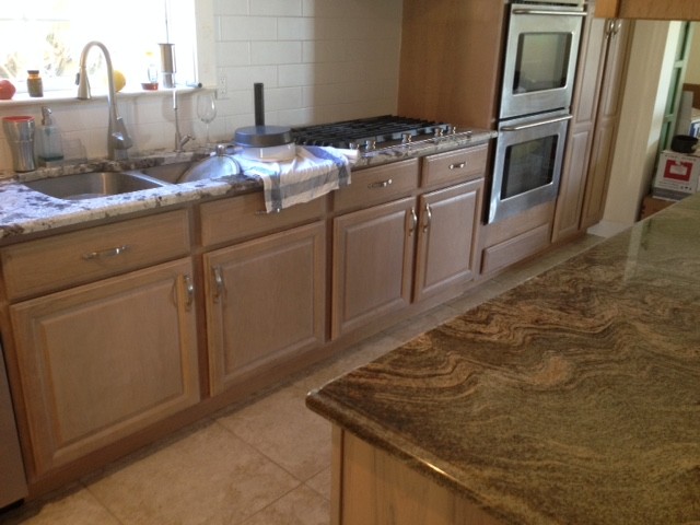 Sara's Contemporary Kitchen Recolor Dove White with gun metal glaze