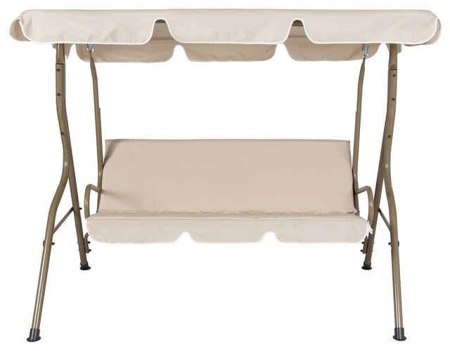 Outdoor Porch Swing Patio Deck Glider With Canopy In Beige Traditional Porch Swings By Hilton Furnitures