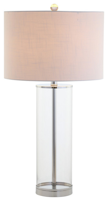 Harper 29" Glass LED Table Lamp, Clear/Chrome