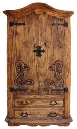 Old World Rustic Reclaimed Wood Armoire Ede, Natural Oak