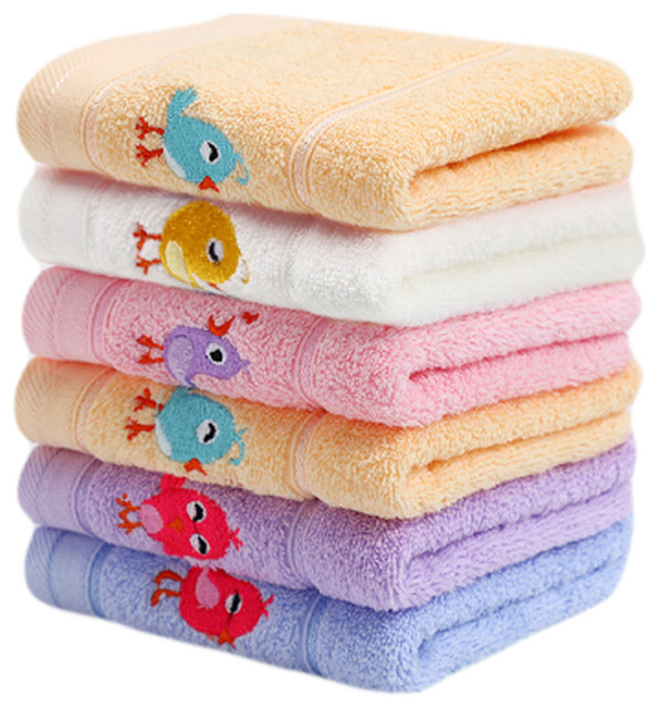 Set Of 6 Rectangular Cotton Soft Touch Towels For Baby, 50