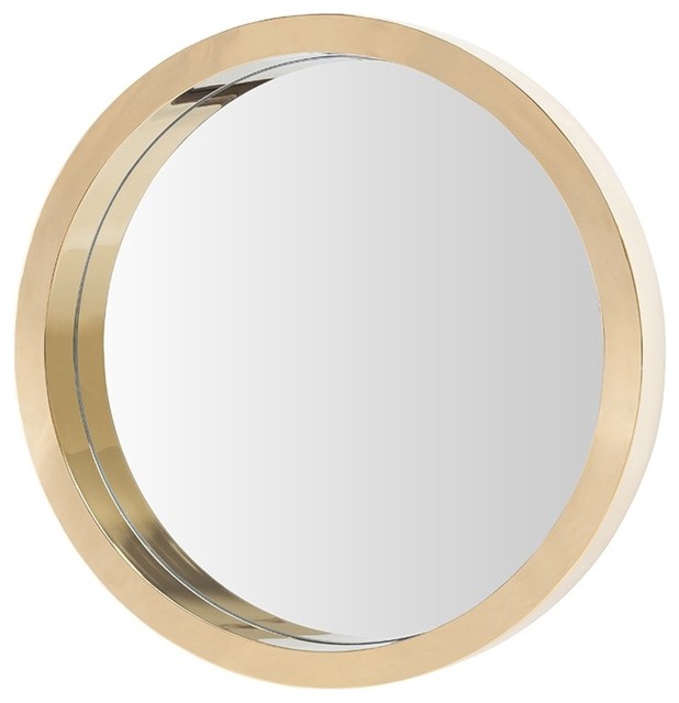 35 5 W Wall Mirror Gold Polished Stainless Steel Frame Modern Gold Polished Stainless Steel Frame