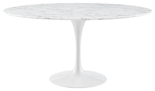 Lippa 60" Round Artificial Marble Dining Table EEI-1133-WHI