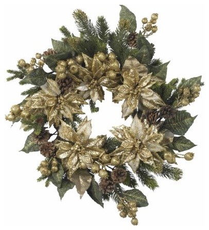 24 Inch Golden Poinsettia Wreath