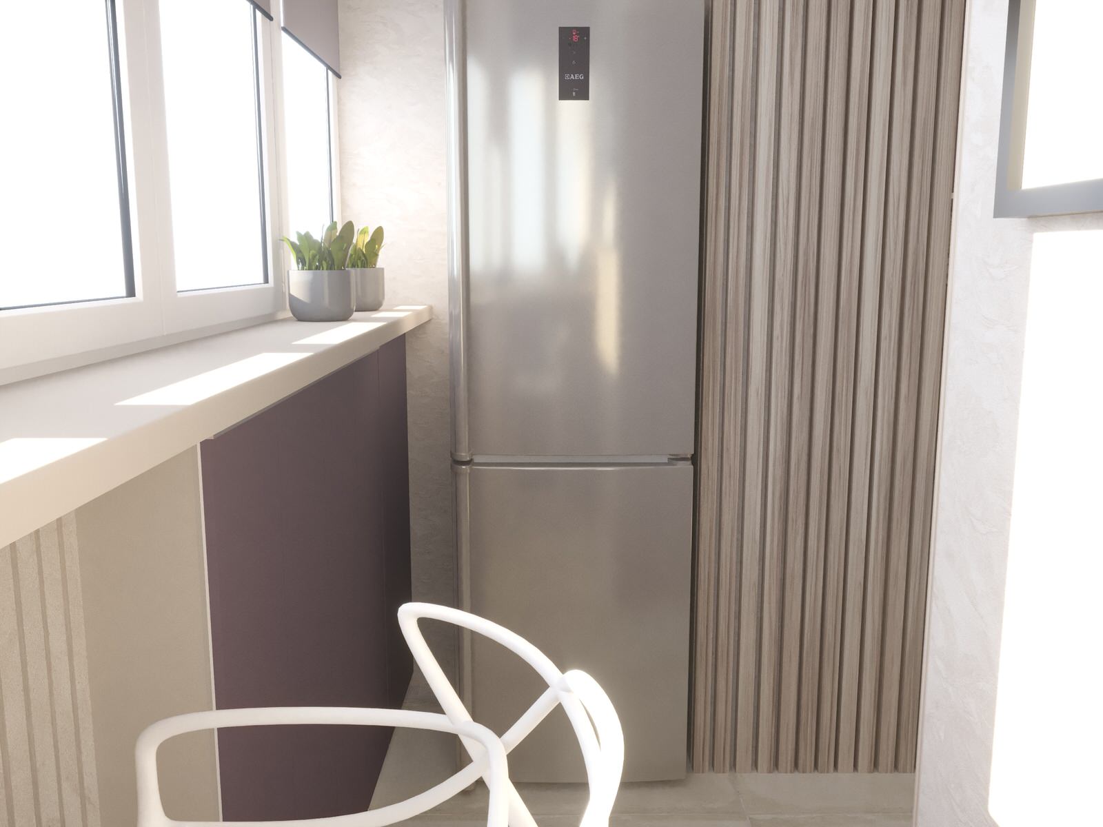 Кухня-гостиная в проекте 2-х комнатной квартиры для молодой семьи