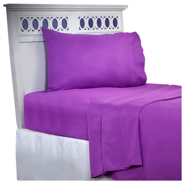 Lavish Home Series 1200 3 Piece Twin Sheet Set, Purple Contemporary