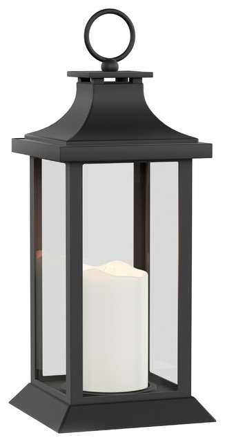 Lavish Home Decorative Lantern with Vintage Grid Design-Color Changing Flameless LED Pillar Candle and Remote Control with Timer